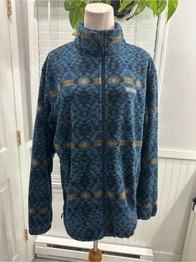 Columbia Blue and Teal Printed Fleece Pullover